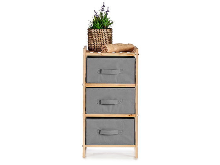 Kipit Étagère Bambou 3 Tiroirs Gris 36x34x66 cm (Set de 2)