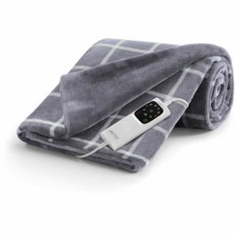 Imetec Couverture Chauffante Velours et Sherpa Gris 150x95 cm