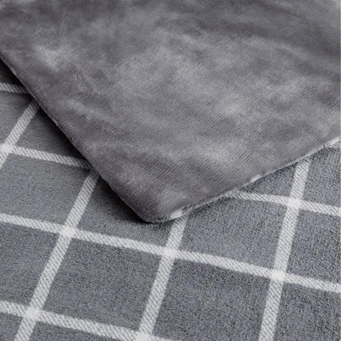 Imetec - Couverture chauffante 150 x 110 cm - Plaid chauffant velours avec 6 températures, arrêt automatique, lavable en machine - Gris