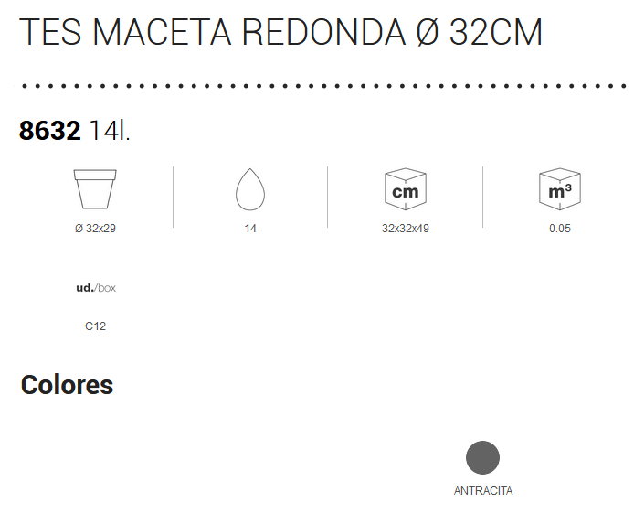 Plastiken Maceta Tes Gris anthracite