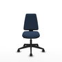 Chaise Elche Contact permament de base Cuir écologique Bleu foncé Base pyramidale noire Sans accoudoirs Sans appui-tête Roulettes 65mm nylon