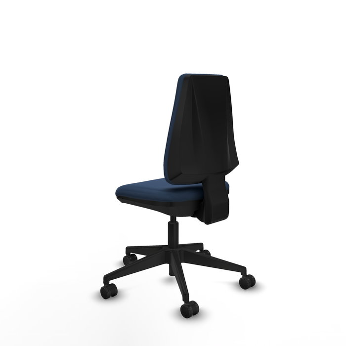 Chaise Elche Contact permament de base Cuir écologique Bleu foncé Base pyramidale noire Sans accoudoirs Sans appui-tête Roulettes 65mm nylon
