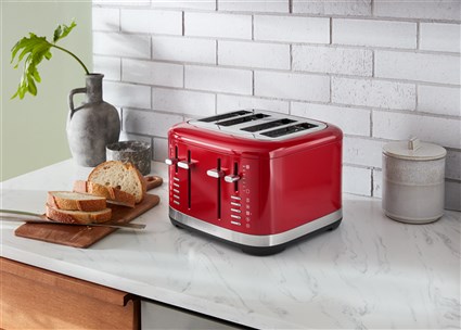 Kitchenaid 5KMT4109 EER - Grille-pain 4 tranches rouge avec 7 réglages de cuisson et fentes extra-larges