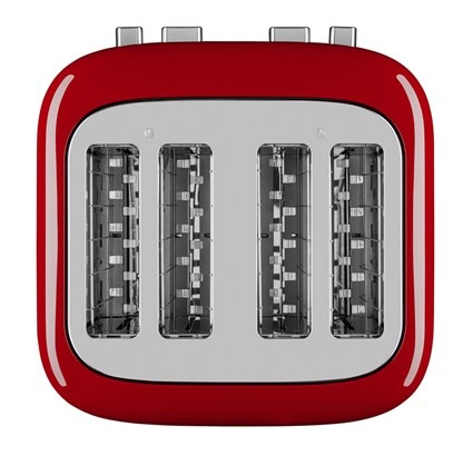 Kitchenaid 5KMT4109 EER - Grille-pain 4 tranches rouge avec 7 réglages de cuisson et fentes extra-larges