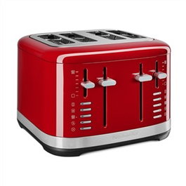 Kitchenaid 5KMT4109 EER - Grille-pain 4 tranches rouge avec 7 réglages de cuisson et fentes extra-larges