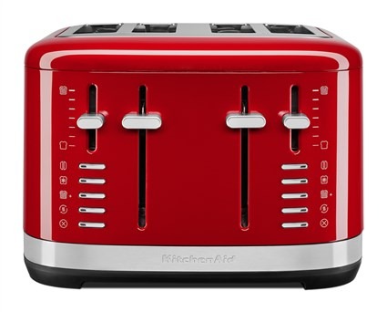 Kitchenaid 5KMT4109 EER - Grille-pain 4 tranches rouge avec 7 réglages de cuisson et fentes extra-larges