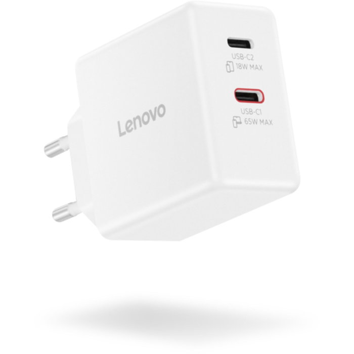 Lenovo Chargeur USB-C 65W avec 2 ports USB-C