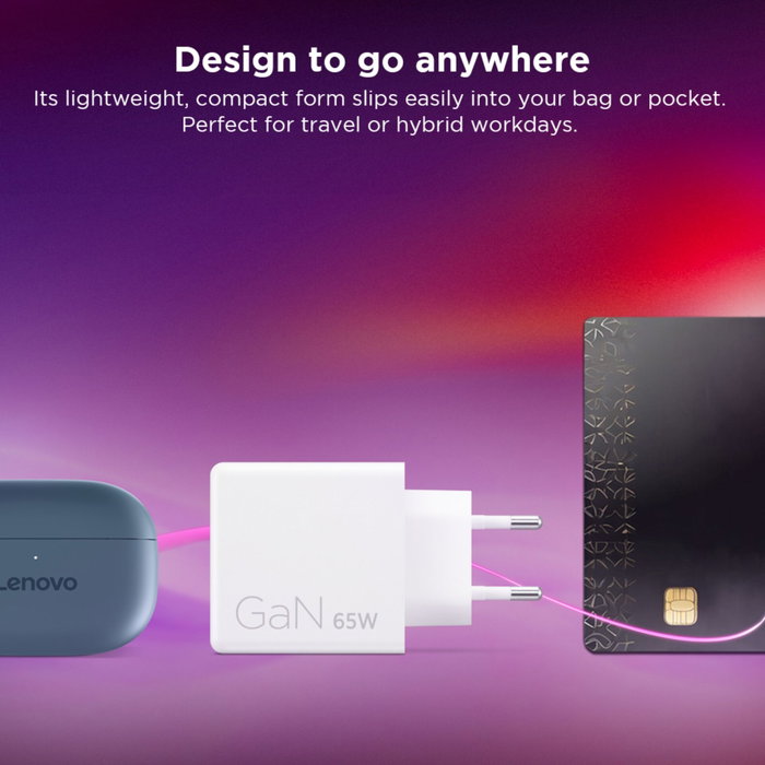 Lenovo Chargeur USB-C 65W avec 2 ports USB-C