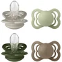 Bibs Sucette bébé BIBS Supreme Symétrique T1 Silicone - Lot de 4 pièces - Sand Sage Hunter Green Dark Oak