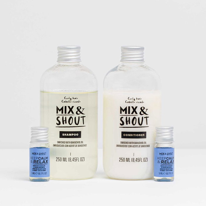 Mix & Shout Routine Cheveux Bouclés Apaisante Shampooing Après-Shampooing Boosters 4 pz