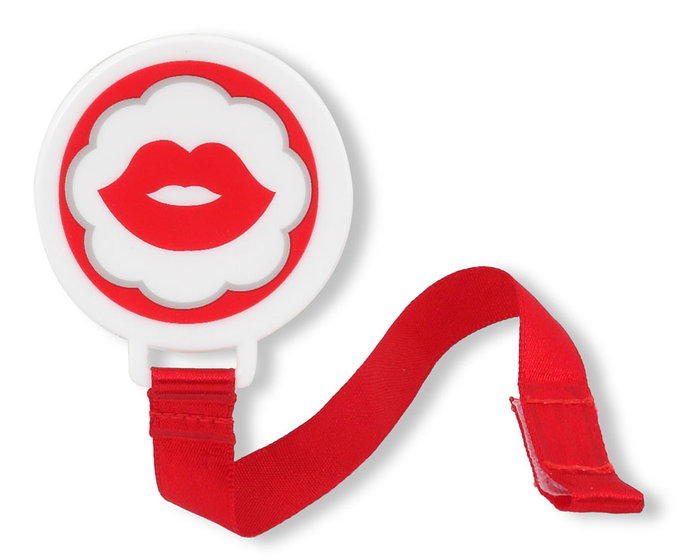 KioKids Sujetachupetes Mr&mrs - Attache-tétine avec pince et velcro, adapté à tous les tétines à anneau, couleur rouge, à partir de 6 mois