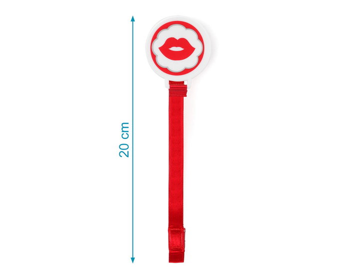 KioKids Sujetachupetes Mr&mrs - Attache-tétine avec pince et velcro, adapté à tous les tétines à anneau, couleur rouge, à partir de 6 mois