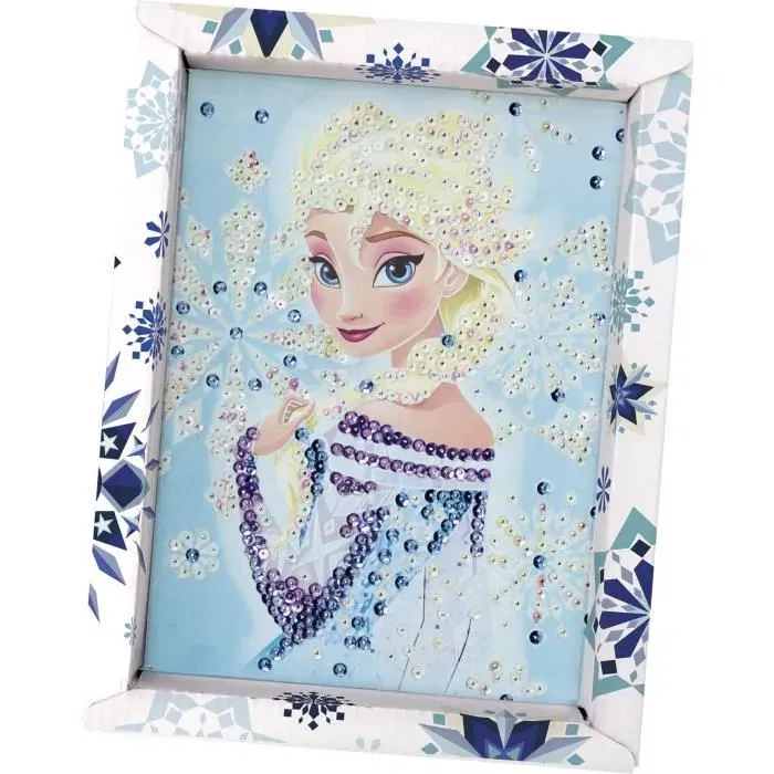 Lansay Jeu de création Collection Sequins Elsa La Reine des Neiges avec cadre et épingles, activité manuelle dès 7 ans