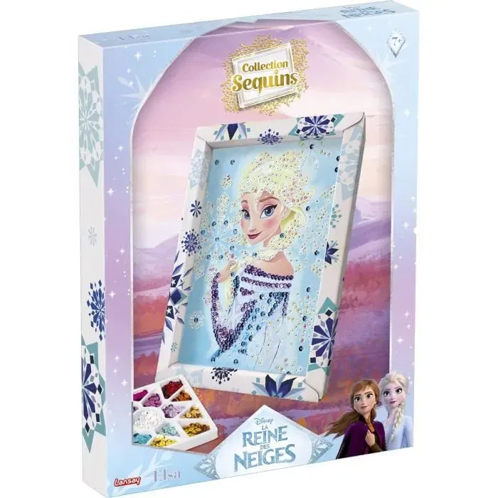 Lansay Jeu de création Collection Sequins Elsa La Reine des Neiges avec cadre et épingles, activité manuelle dès 7 ans