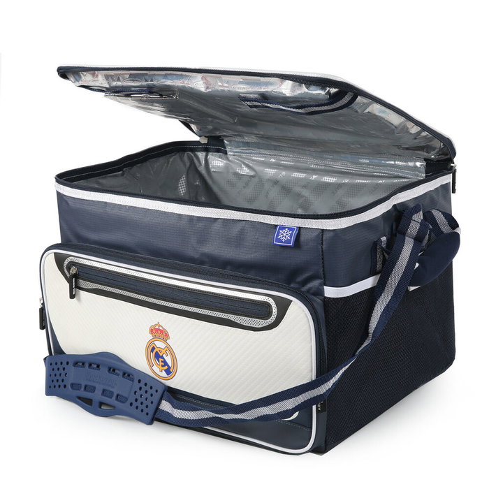 REAL MADRID Sac de transport isotherme pliable pour nourriture - 44,5x33x30,5 cm - Toile Ripstop avec revêtement TPE - Couvercle rigide