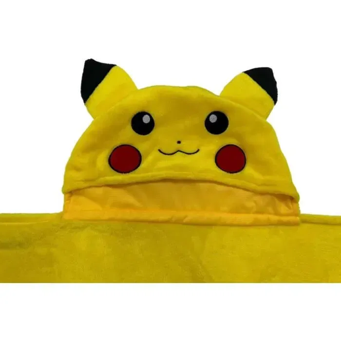 Pokemon - Plaid à Capuche 3D Pikachu - 120 x 150 cm - Ultra doux - Design Coloré