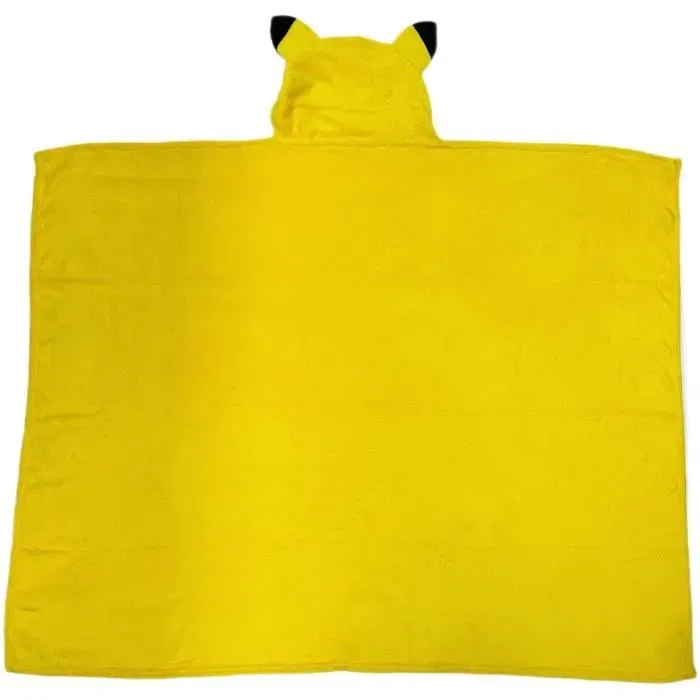 Pokemon - Plaid à Capuche 3D Pikachu - 120 x 150 cm - Ultra doux - Design Coloré