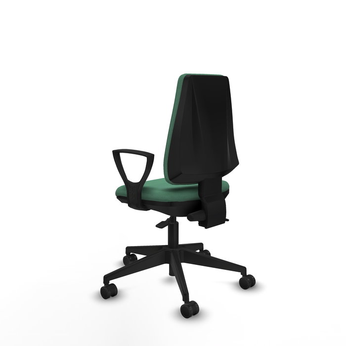 Chaise Elche Asynchrone Tissu Vert émeraude Base pyramidale noire Accoudoirs fixes Sans appui-tête Roulettes 65mm nylon Chaise Elche Asynchrone Tissu Vert émeraude Base pyramidale noire Accoudoirs fixes Sans appui-tête Roulettes 65mm nylon