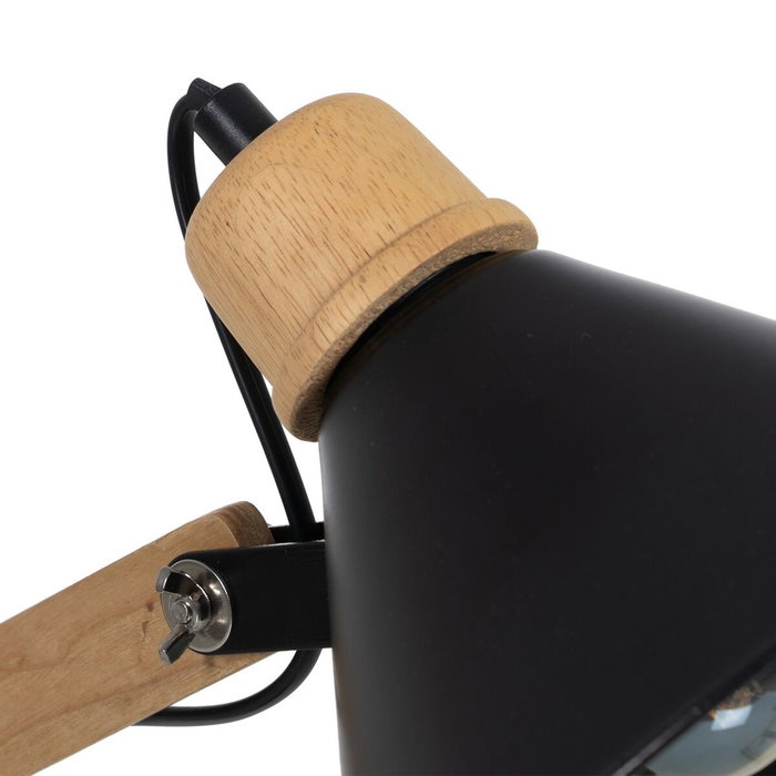 BigBuy Home Lampe de bureau Noir Naturel Bois Fer BigBuy Home Lampe de bureau Noir Naturel Bois Fer