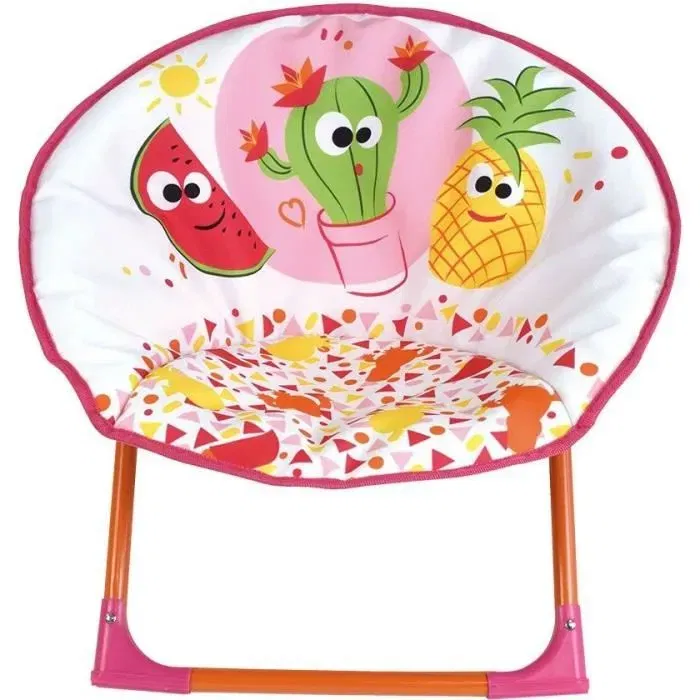 Fun House - Siège lune pliable pour enfant Fruity's, motifs fruits, 47 x 54 x 42 cm, structure métal, housse lavable