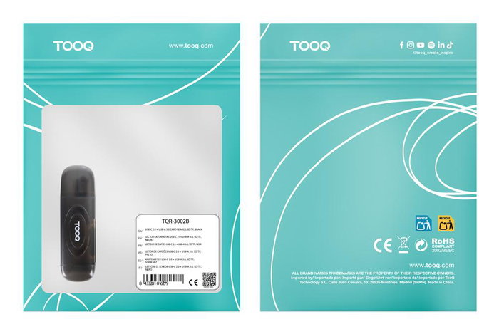 TooQ USB-A 3.0 Lecteur de Cartes SD/TF Noir - Portatif, Plug & Play TooQ USB-A 3.0 Lecteur de Cartes SD/TF Noir - Portatif, Plug & Play