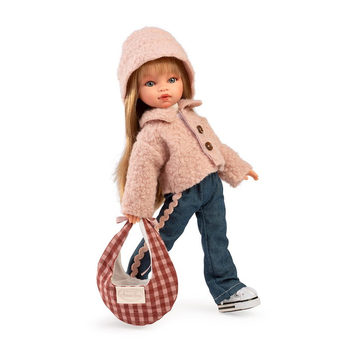 Muñecas Antonio Juan - Poupée Fashion Emily Cosmopolitan 33 cm (Réf. 25308) - Look Urbain Rose avec Veste, Jeans et Sac