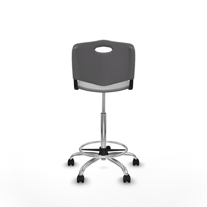 Tabouret Taburete Robledo Pivotant Chlorure de polyvinyle Gris clair Structure chromée Sans accoudoirs Sans appui-tête Roulettes en nylon 50 mm