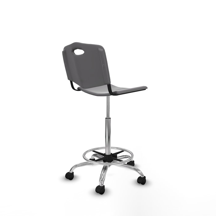 Tabouret Taburete Robledo Pivotant Chlorure de polyvinyle Gris clair Structure chromée Sans accoudoirs Sans appui-tête Roulettes en nylon 50 mm