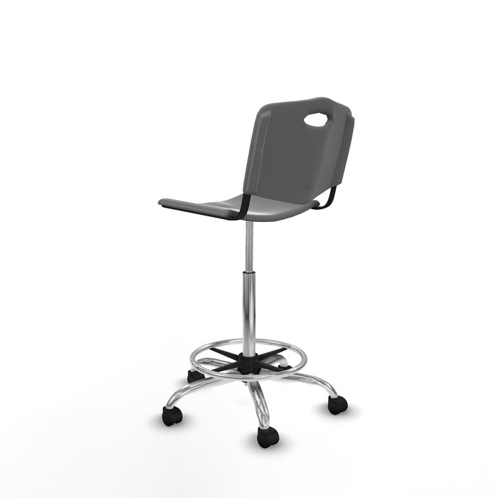 Tabouret Taburete Robledo Pivotant Chlorure de polyvinyle Gris clair Structure chromée Sans accoudoirs Sans appui-tête Roulettes en nylon 50 mm