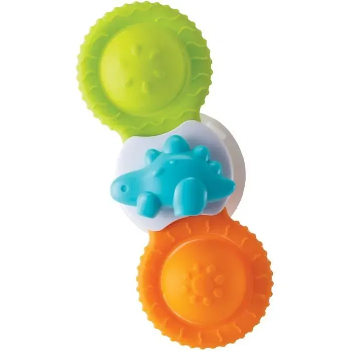 Infantino 305289 Coffret de 3 Spinners en Silicone pour Bébé à Partir de 4 Mois - Jouets de Bain avec Ventouse - Motricité Fine et Éveil Sensoriel