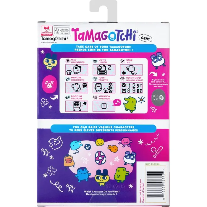 Bandai Tamagotchi Original - Tama Yummy - Animal électronique virtuel avec écran couleur, 3 boutons et jeux - Porte-clés nostalgie années 90