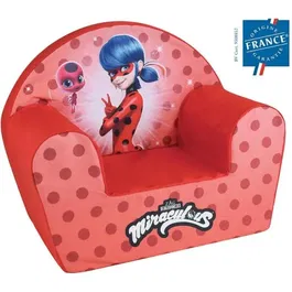 Fun House - Fauteuil club enfant Lady Bug - Tissu Plush lavable - l.52 x p.33 x h.42 cm - Origine France garantie