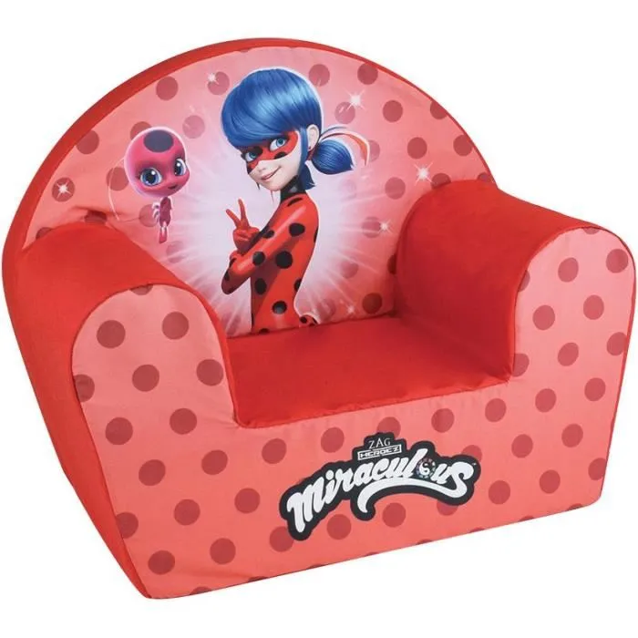 Fun House - Fauteuil club enfant Lady Bug - Tissu Plush lavable - l.52 x p.33 x h.42 cm - Origine France garantie