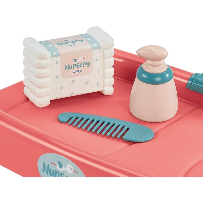 Ecoiffier Ensemble Nursery 3-en-1 avec Landau à Capote Réglable - Jouet d'Imitation pour Enfants dès 18 Mois - Fabriqué en France