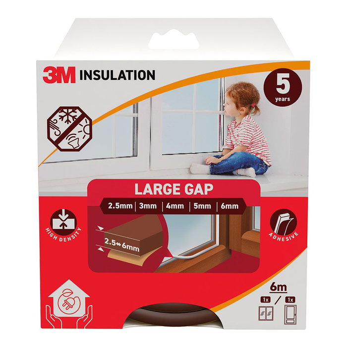 3M Joint d'isolation classique pour grandes ouvertures, 2,5 - 6 mm, marron, 6 m 3M Joint d'isolation classique pour grandes ouvertures, 2,5 - 6 mm, marron, 6 m
