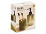 Berilo Lot de 2 Distributeurs Verre 350 ml Salle de Bain Vert Rayures 15x18x7 cm (Set de 12)