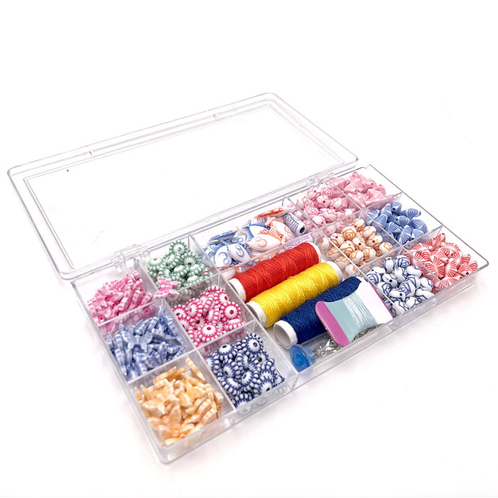 TACHAN - Kit de Création de Bracelets Alphabet avec Perles en Bois Multicolores et Cordon Inclus, Coffret de Rangement, Recommandé dès 5 Ans