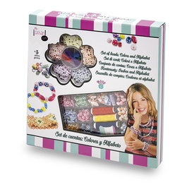 TACHAN - Kit de Création de Bracelets Alphabet avec Perles en Bois Multicolores et Cordon Inclus, Coffret de Rangement, Recommandé dès 5 Ans