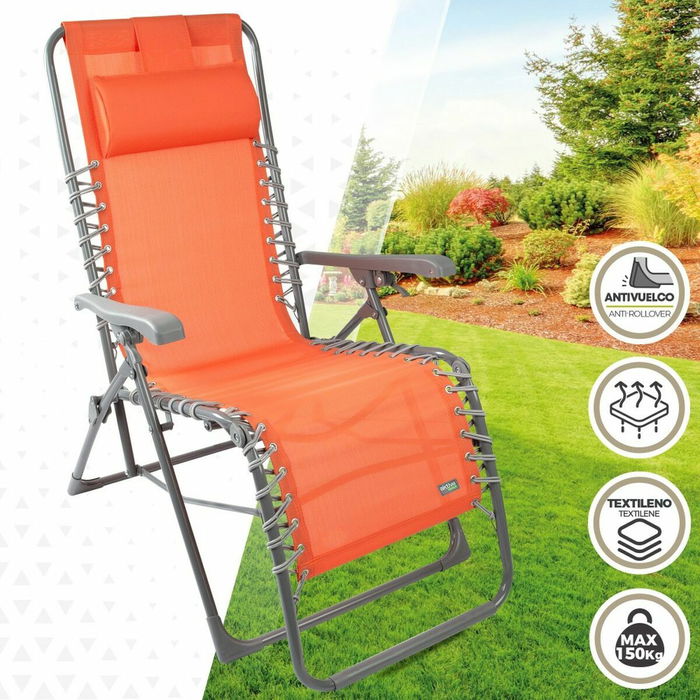 Chaise longue Aktive Orange Textilène 160 x 52 x 76 cm