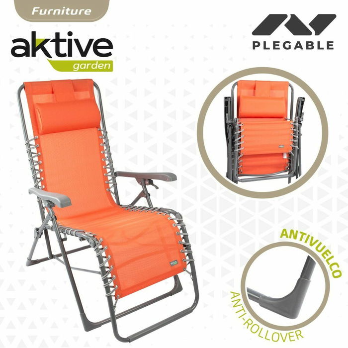 Chaise longue Aktive Orange Textilène 160 x 52 x 76 cm