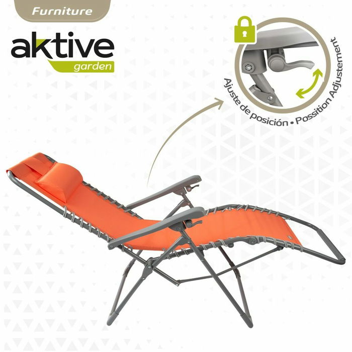 Chaise longue Aktive Orange Textilène 160 x 52 x 76 cm