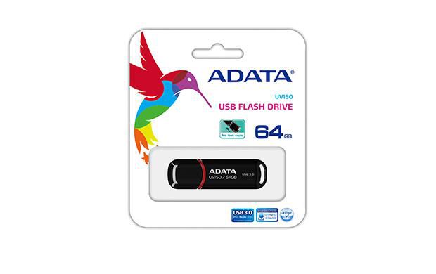ADATA DashDrive UV150 - Clé USB 3.0 64 Go - Design nacré avec capuchon fixé - Couleurs écarlate et onyx
