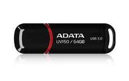 ADATA DashDrive UV150 - Clé USB 3.0 64 Go - Design nacré avec capuchon fixé - Couleurs écarlate et onyx
