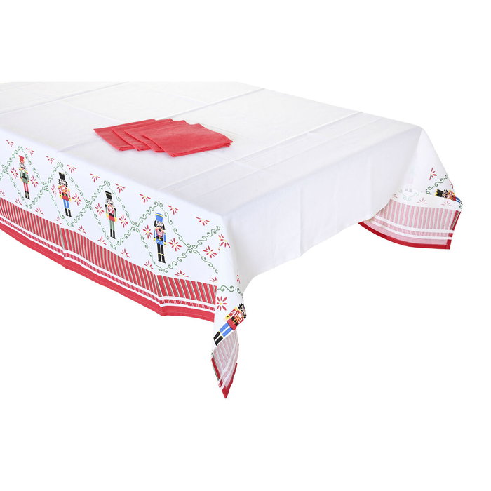 Nappe enduite antitache Home ESPRIT Rouge Vert Beige (5 Pièces)