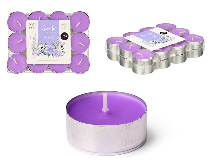 Acorde Set de 24 Bougies Chauffantes Lavande 4h - 15x3x11 cm (Set de 24) Acorde Set de 24 Bougies Chauffantes Lavande 4h - 15x3x11 cm (Set de 24)