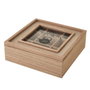 BigBuy Home Boîte pour infusions Naturel Verre Pin Bois MDF 24 x 24 x 8 cm