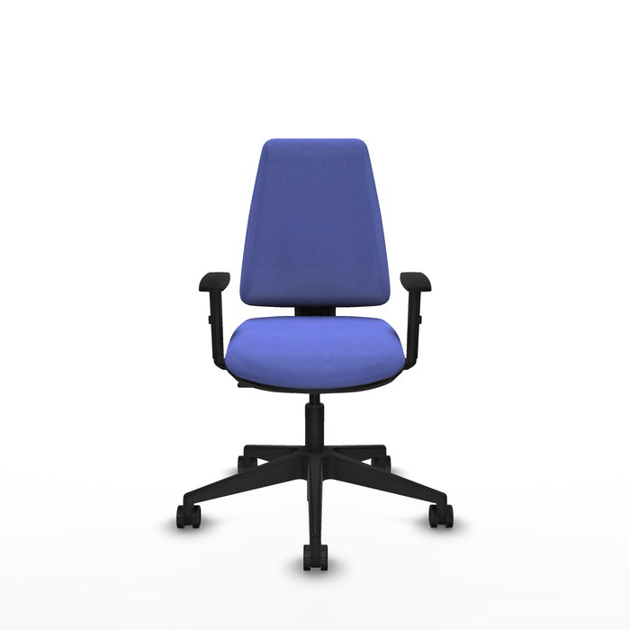 Chaise Elche Contact permament de base Tissu Bleu clair Base pyramidale noire Accoudoir 1D Sans appui-tête Roulettes 65mm nylon