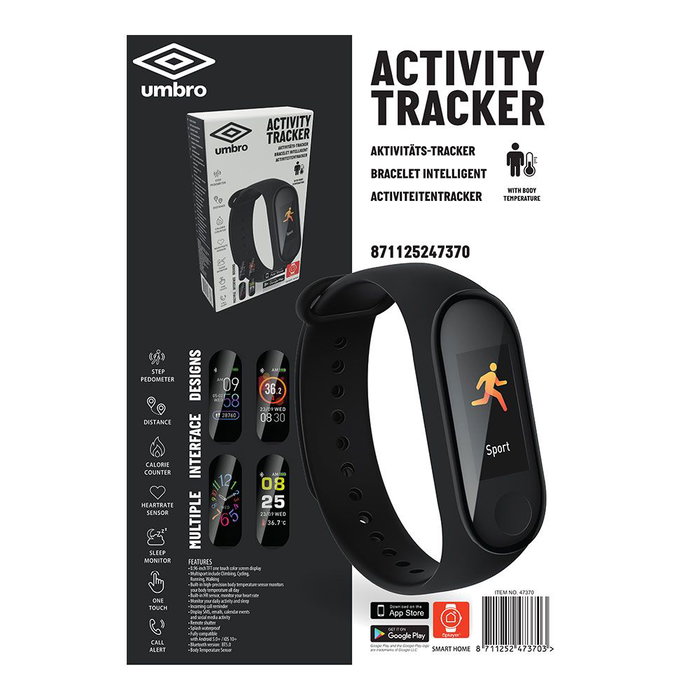 Bracelet d'activités Umbro Noir 0,96" Bracelet d'activités Umbro Noir 0,96"