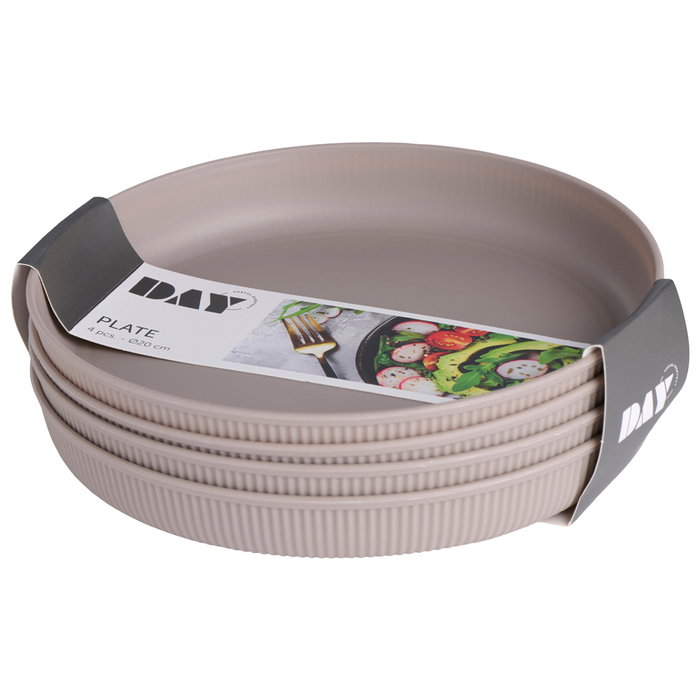 Day Jeu de 4 assiettes de 20 cm en polypropylène mat, couleurs assorties Day Jeu de 4 assiettes de 20 cm en polypropylène mat, couleurs assorties