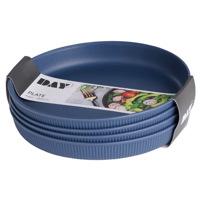 Day Jeu de 4 assiettes de 20 cm en polypropylène mat, couleurs assorties Day Jeu de 4 assiettes de 20 cm en polypropylène mat, couleurs assorties